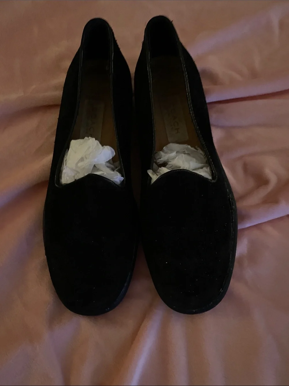 Coach Black Suede Slip-On Loafers